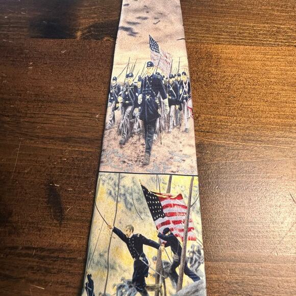 The Saturday Evening Post Vintage Civil War Men's Neck Tie Silk Handmade Art - Picture 2 of 9